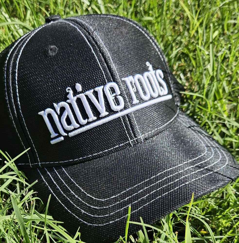 Black and White Textured Baseball Hat with Embroidery